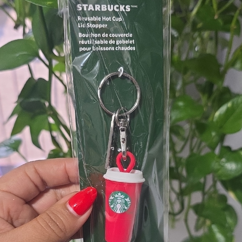 Starbucks Red Cup Keychain with Silver Clip